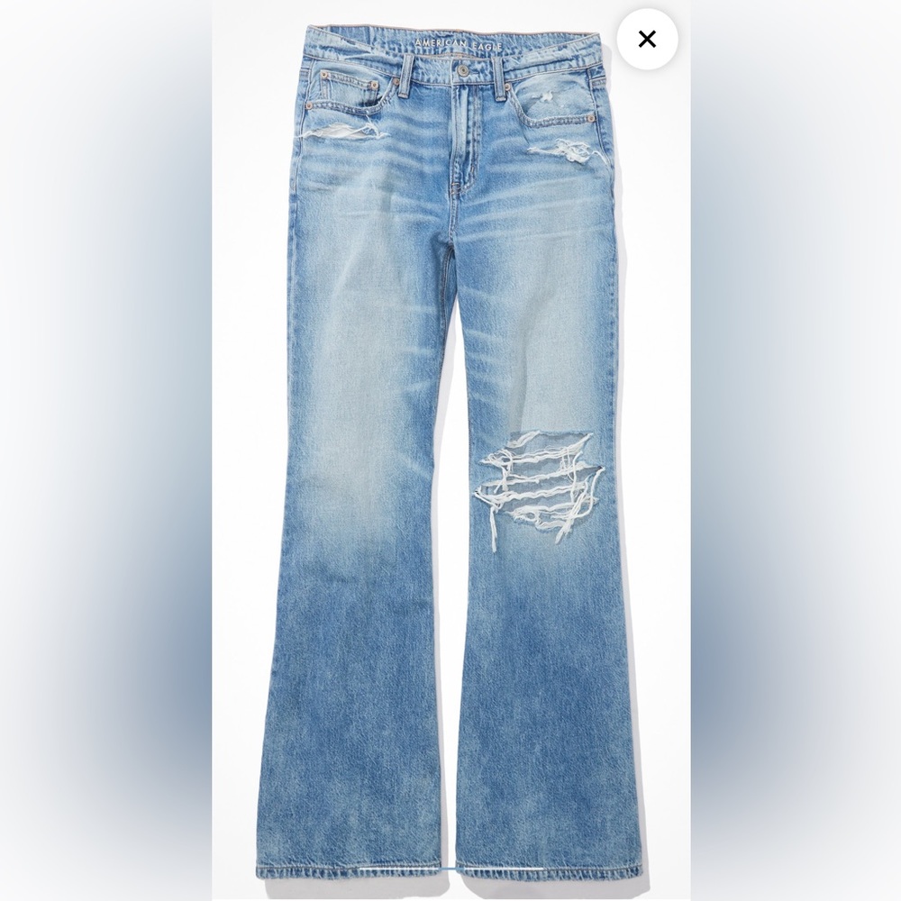 American eagle dreamy drape low rise flare jeans